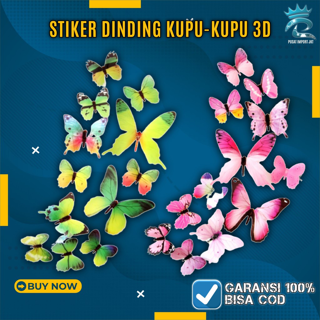COD Stiker dinding kupu2 sticker dinding kamar stiker dinding 3D