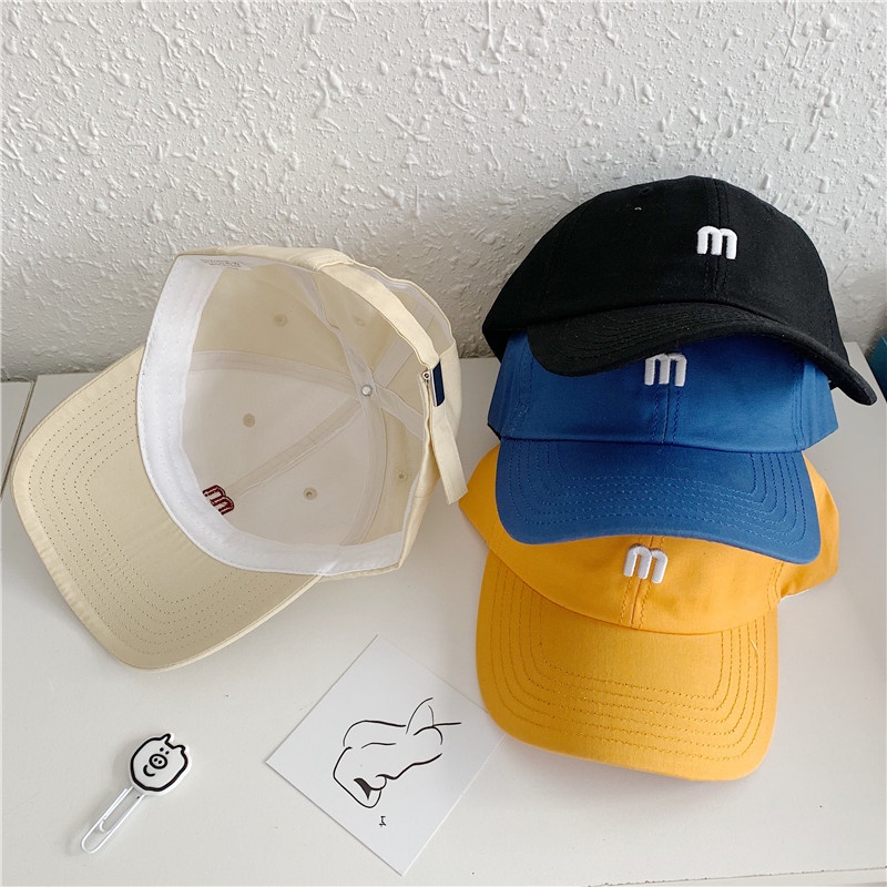 Topi Baseball Motif Bordir Huruf M Gaya Korea