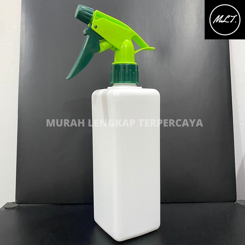 BOTOL SPRAY 500ML TRIGGER BOTOL KOTAK 500ML PUTIH HDPE / BOTOL TRIGER SPRAY 500ML DOFF PUTIH KOTAK HDPE