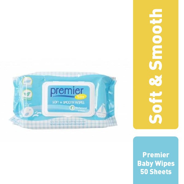 Premier Baby Wipes Tissue Basah Soft and Smooth 50 Sheets Buy 2 Get 1 Free