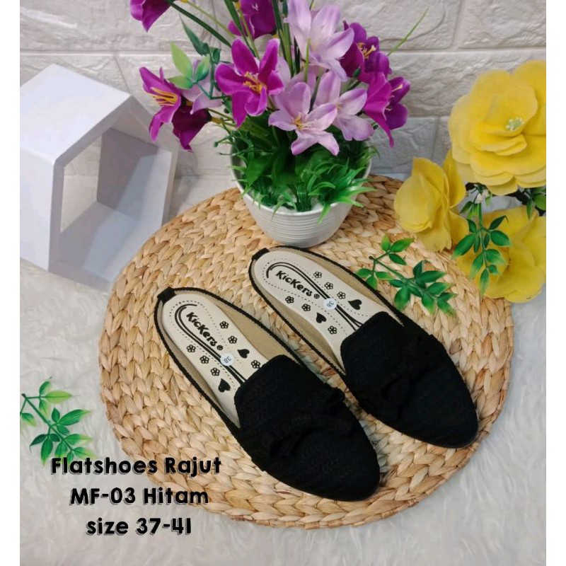 flatshoes wanita rajut semi import/sepatu wanita slip on/sepatu selop/R 08 non selempang