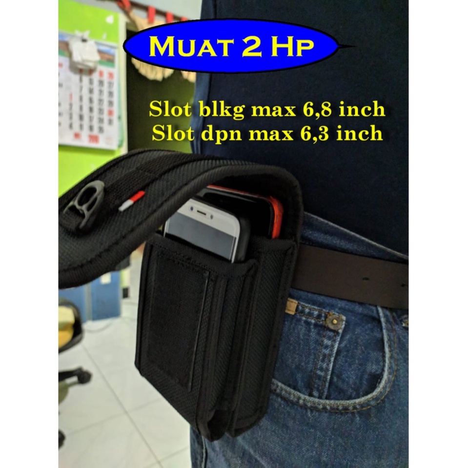 Sarung Hp Pinggang Dobel slot tumpuk 6 Inch kanvas