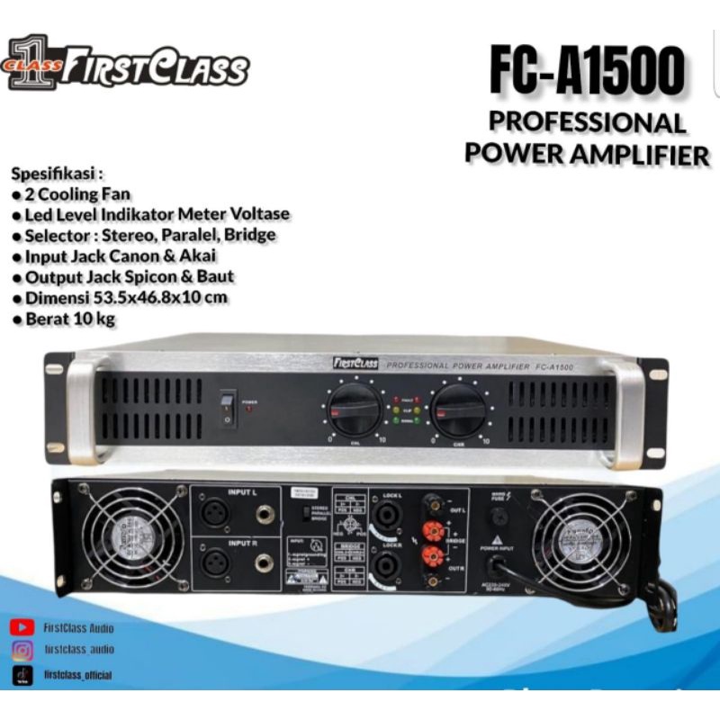 POWER AMPLIFIER FIRSTCLASS FC A1500