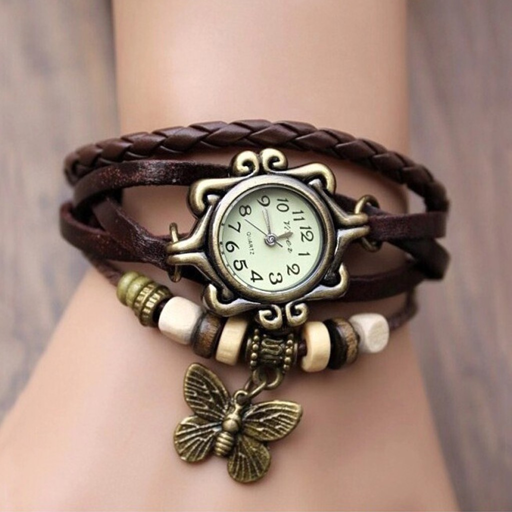[✅COD] Jam Tangan Gelang Tali Vintage Watch Aksesoris Fashion Korean Style Wanita Cewek Anti Air Murah Couple Original