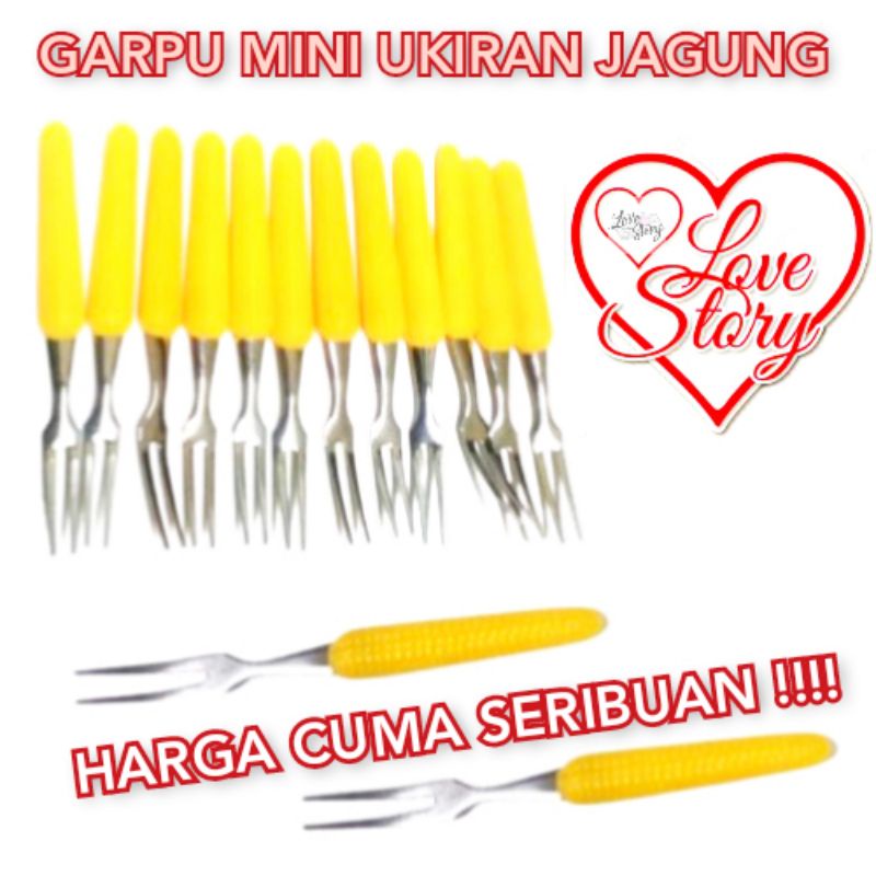 LOVE STORY Promo Garpu Kue Garpu Buah Unik Murah Motif Jagung Stainless Berkualitas