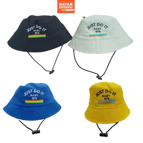 Bucket Hat Anak Tali Just Do It / Bucket Tali Anak Bordir Just Do It Usia 2-7 Tahun