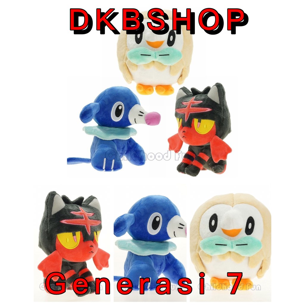 Boneka Pokemon Gen 7 Boneka Rowlet Boneka Litten Boneka Popplio Boneka Pokemon New BIRTHDAY GIFT