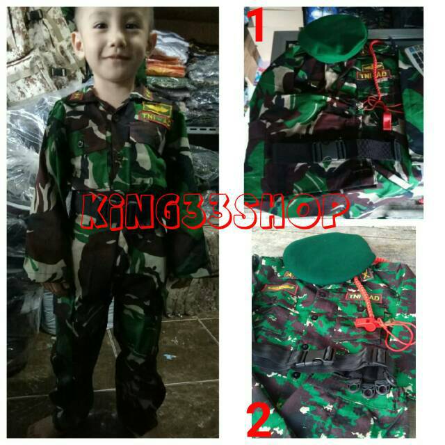FREE ONGKIR BAJU PROFESI PDL LORENG ANAK TNI AD 1 SET MURAH / PDL LORENG MALVINAS ANAK / KOSTUM ANAK