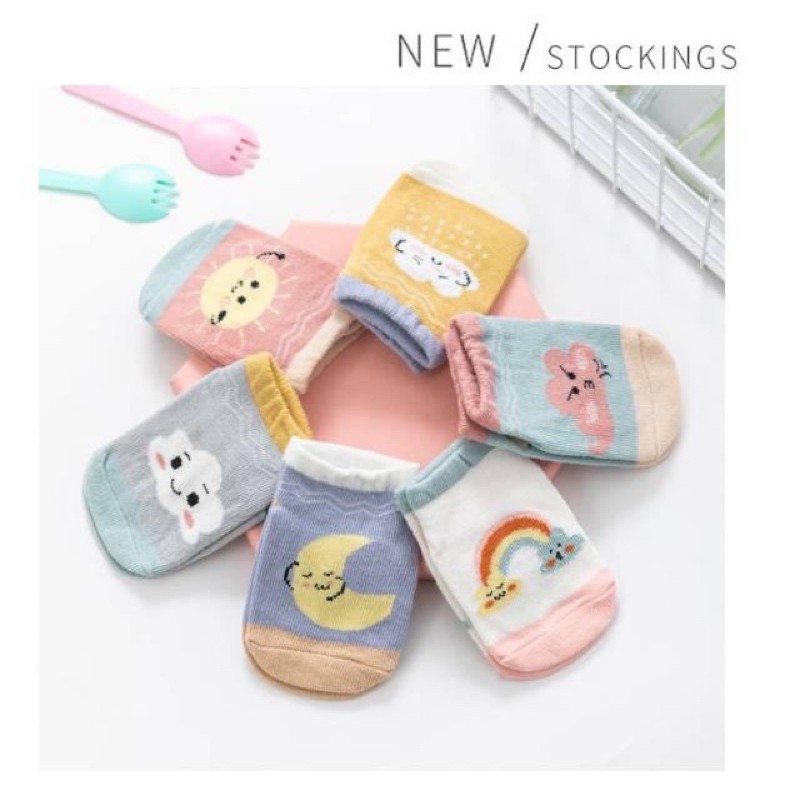 KAOS KAKI RAJUT TEBAL ANTI SLIP BAYI GAMBAR AWAN BAHAN KATUN BREATHABLE NYAMAN DI PAKAI IMPORT