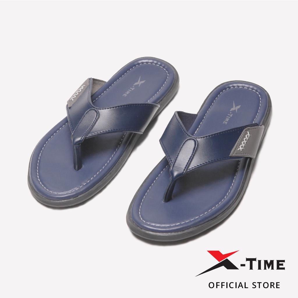 X-Time Sandal Pria Jepit Kulit Agano Man Jepit-Navy