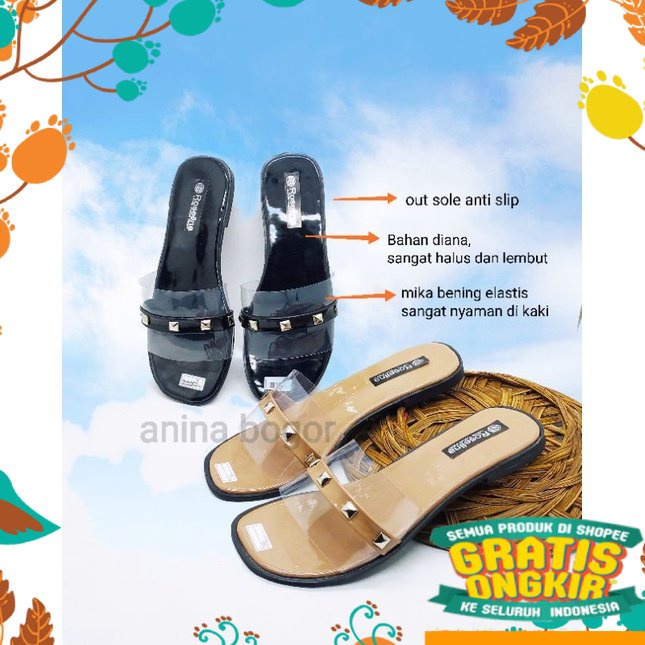 Model korea kpop Blackpink korean style kecil besar jumbo / SANDAL TEPLEK MIKA BENING/COD - Sandal T