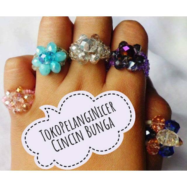 Cincin Kristal Cincin Manik Cincin Payet Cincin Bunga Cincin Handmade Murah