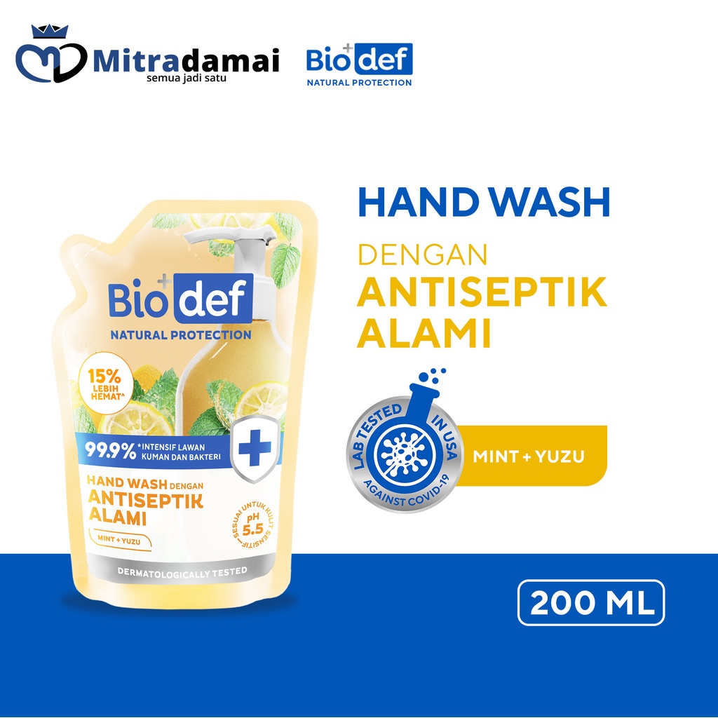 BIODEF Natural Protection Hand Wash Refil 200 ml (Sabun Cuci Tangan Cair)