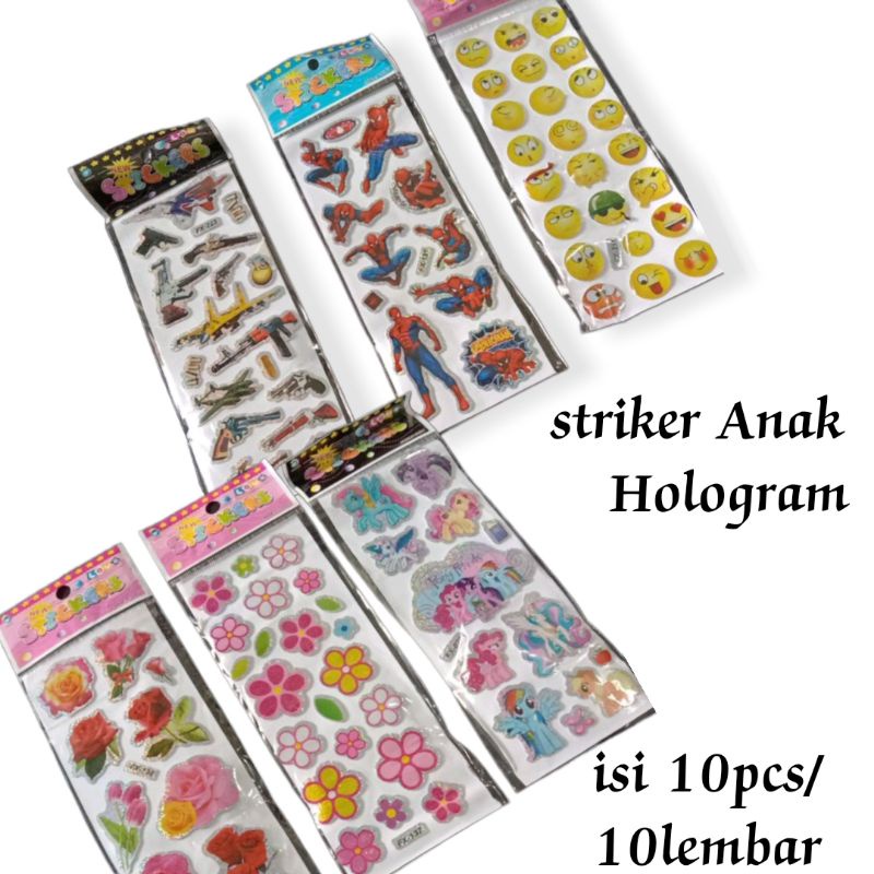 

Stiker anak-anak Karakter Hologram isi 10pcs /lembar murah motif RANDOM
