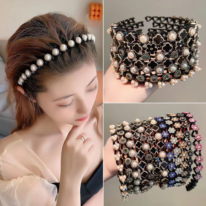 【READY STOCK】Bando Fashion Korea Bando Rambut Mutiara Cantik Elastis Aksesoris