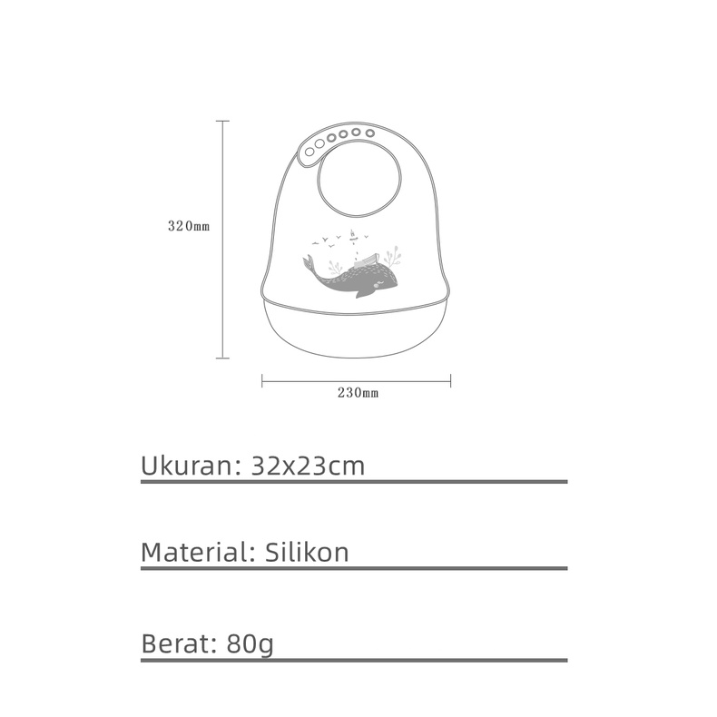 Premium Baby Bibs Silikon Waterproof Celemek Makan Bayi MPASI Feeding Silicone Slabber Bib BPA FREE CJ04