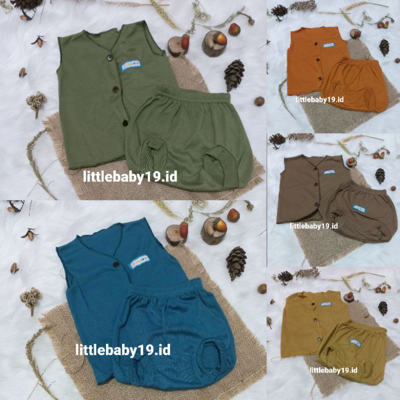 Setelan Baju Bayi Lengan Kutung Polos Newborn SNI