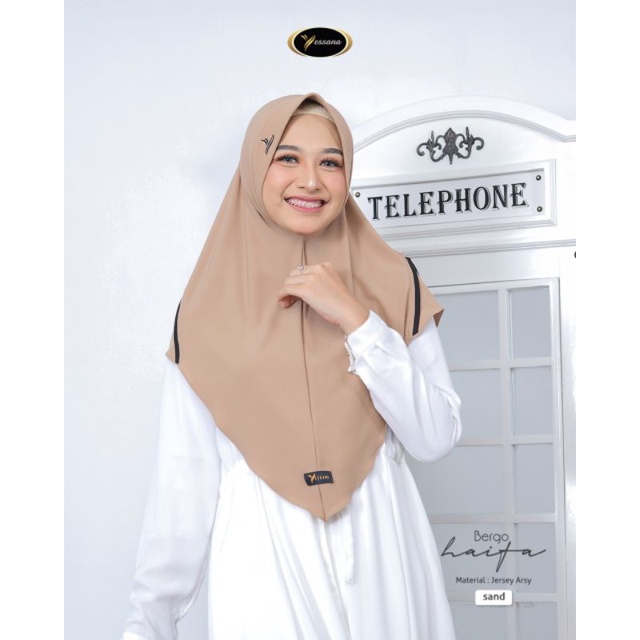 (BISA COD) HIJAB JILBAB INSTAN / BERGO HAIFA BY YESSANA-Sand