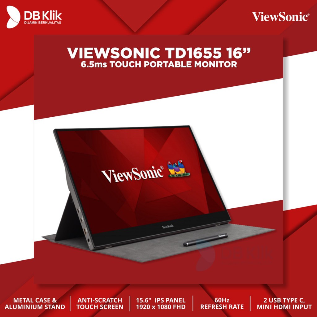 LED Monitor Viewsonic TD1655 15.6&quot; Portable FHD IPS Mini HDMI USB C