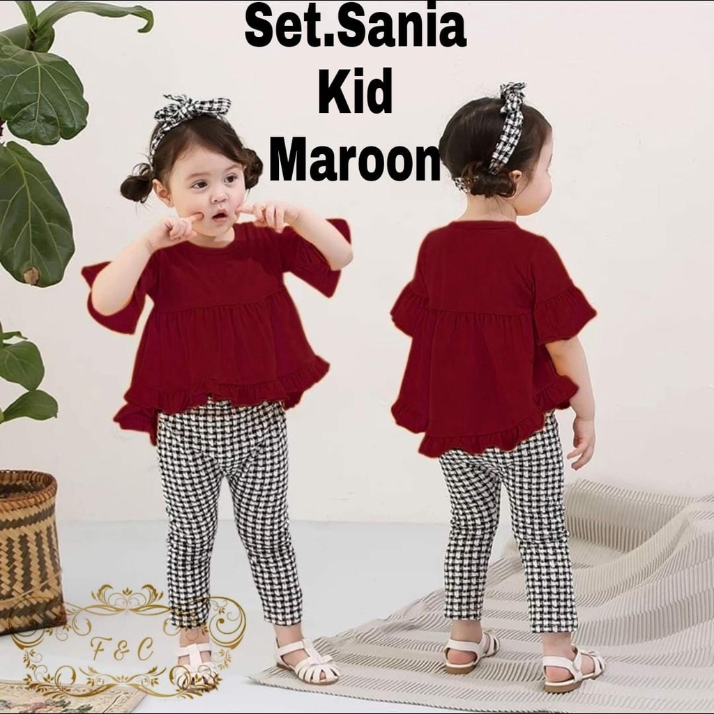 PCS  SET SANIA KID FASHION PAKAIAN SETELAN ANAK PEREMPUAN FE BAHAN BABYTERRY