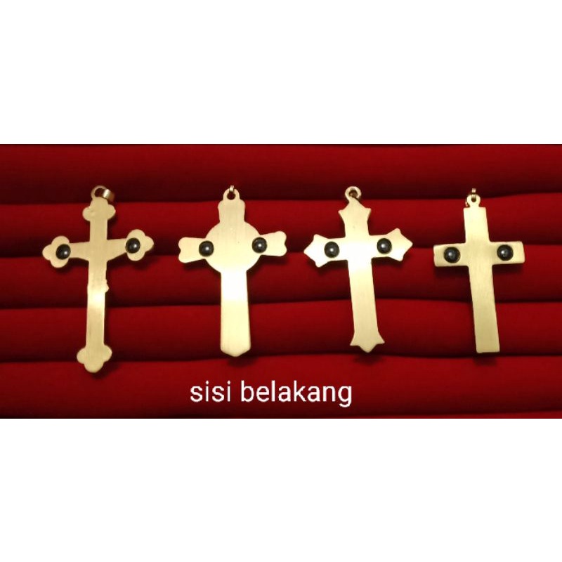 NBnLt01. Kalung titanium lapis titanium ukuran D3,60 cm model salib