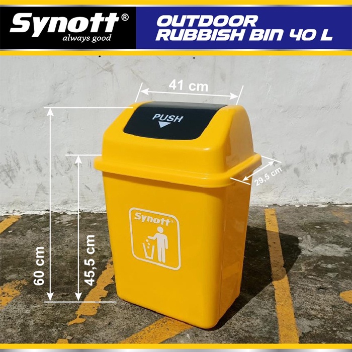 Tempat Sampah Dustbin 40 Liter Industrial Grade Plastic PP / Synott Tong Sampah Tutup Goyang