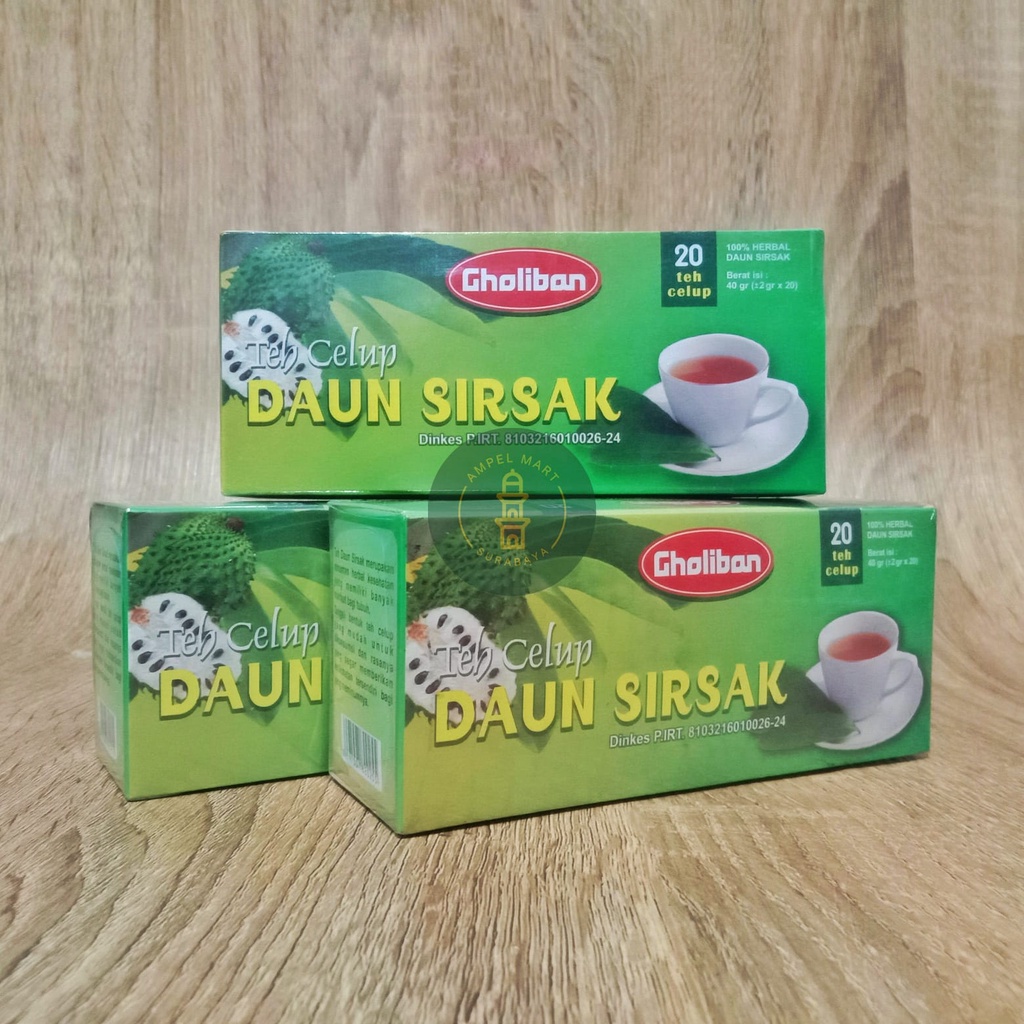 Teh Daun Sirsak Teh Celup Daun Sirsak 100% Alami Teh Herbal Daun Sirsak ASLI GHOLIBAN Isi 20 Kantong