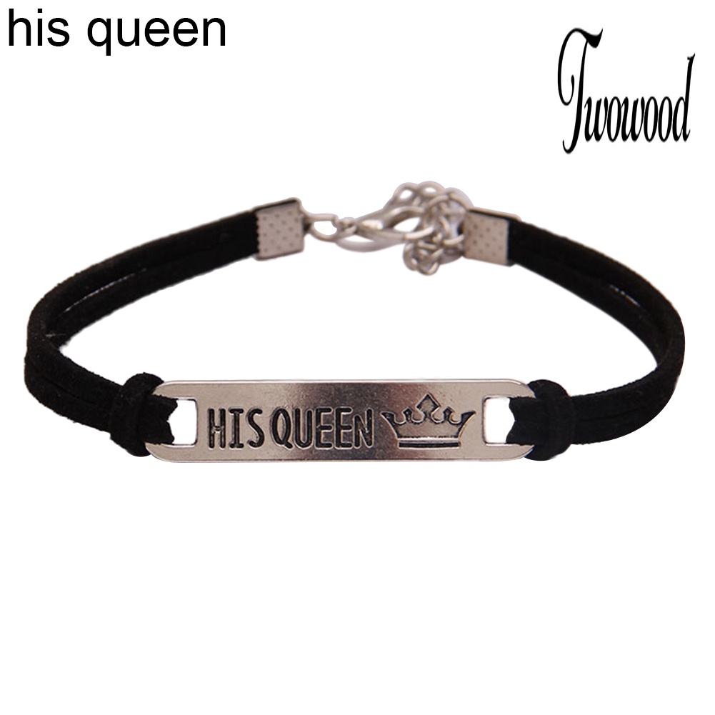 Gelang Pasangan Desain His Queen Her King Untuk Hadiah