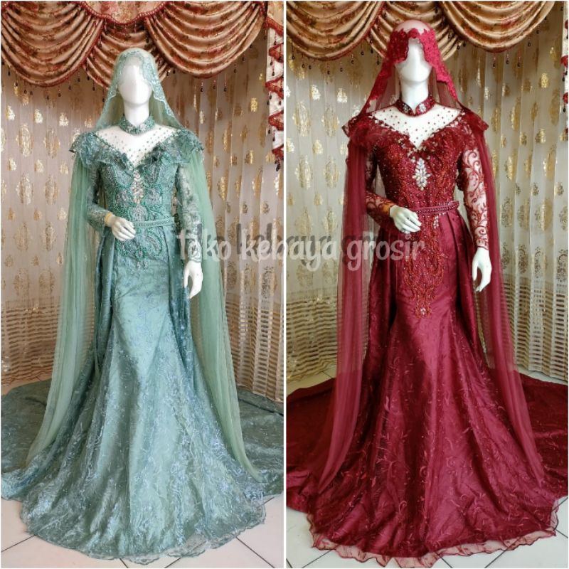 Kebaya Pengantin Payet Batu Mutiara Swarosky