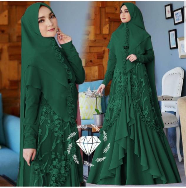 SYARI NIRINA BROCADE, BRUKAT MOSCREPE, GAMIS HIJAB MUSLIM, DRESS