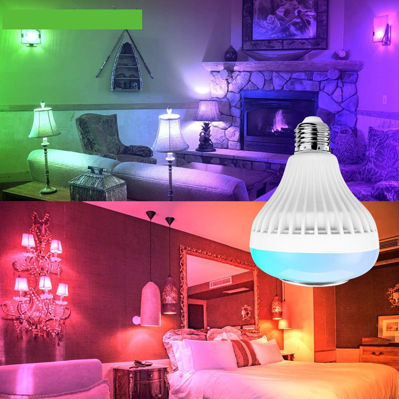 (COD) Lampu Music LED RGB Speaker wanra lucu Bluetooth Music Lampu LED Wireless Bohlam Speaker