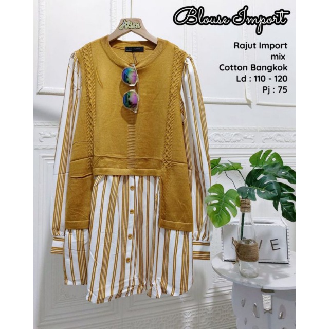 Atasan Wanita Rajut Zara Mix Katun Salur Import by Zara woman