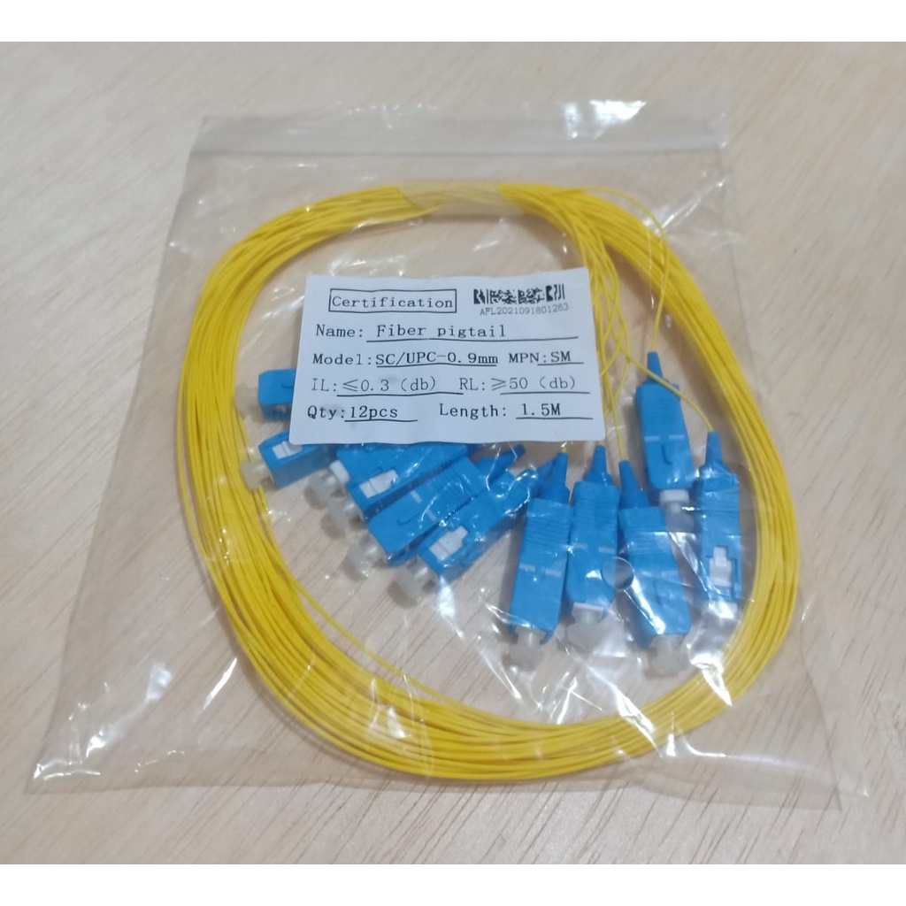 Pigtail SC UPC 0,9mm Single Mode/Panjang 1,5Meter Kabel Fiber Optik