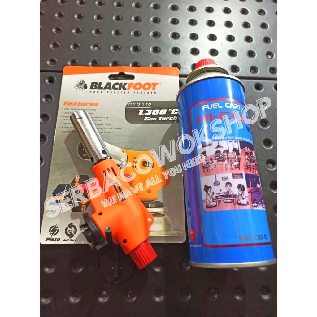 Blackfoot Paket Gas Torch Anti Flare + Gas Hi cook Portable Serbaguna Siap Pakai KHUSUS AREA JAWA