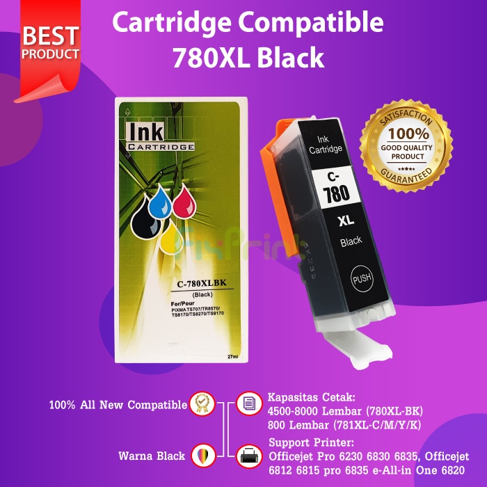 Tinta PGI-780 CLI-781XL 780 XL 781XL Compatible Cartridge TR8570 TS6370 TS707 Black Color