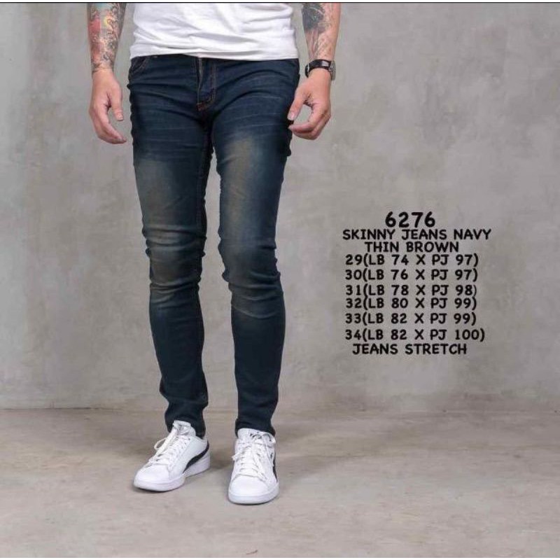 BISA BAYAR DITEMPAT Celana soft jeans pria | jeans slimfit pria dewasa | jeans slimfit biru laut