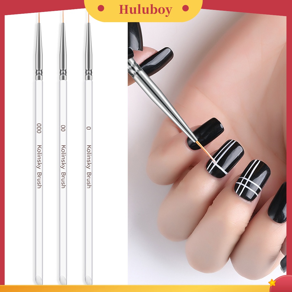 Huluboy Huluboy♡ Pinpai 3Pcs / Set Brush Pen Gambar Bunga Untuk Hiasan Nail Art Diy