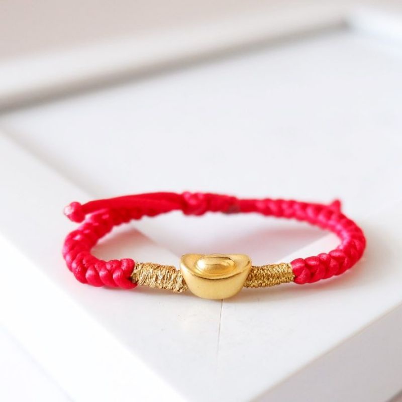 gelang cowok cewek tali ulir kepang udjustabel variasi emas 24k hongkong charm baby naga jilin yuanb