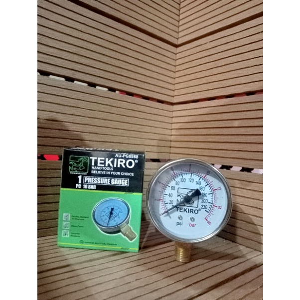 Tekiro Pressure Gauge 10 Bar, Amper Kompresor, Alat Ukur Tekanan Angin