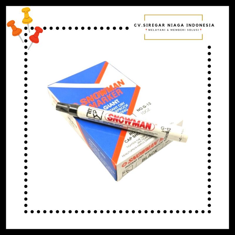 

(1 Pcs) Spidol Warna Hitam Permanent Marker G12 / G-12 Snowman (Permanen) ORI Murah Berkualitas