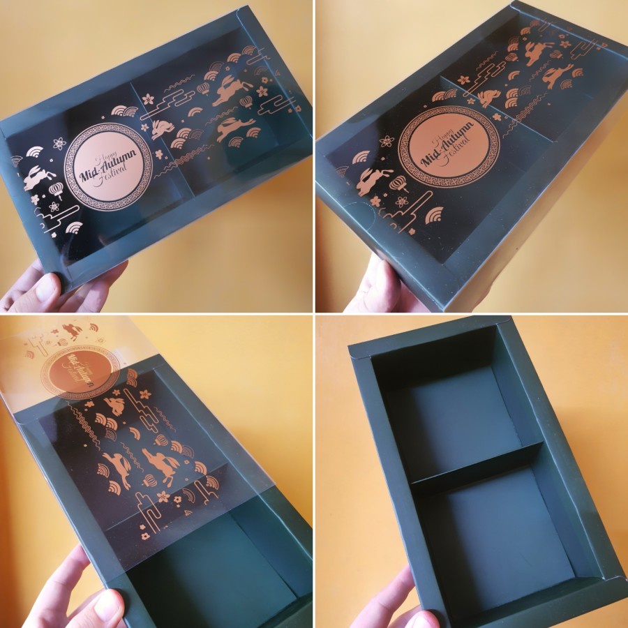 

(5 pcs) kardus mika mooncake 125 gr sekat 2 dus mid autumn III hijau tua kotak packaging ukuran sekat 11x11 cm