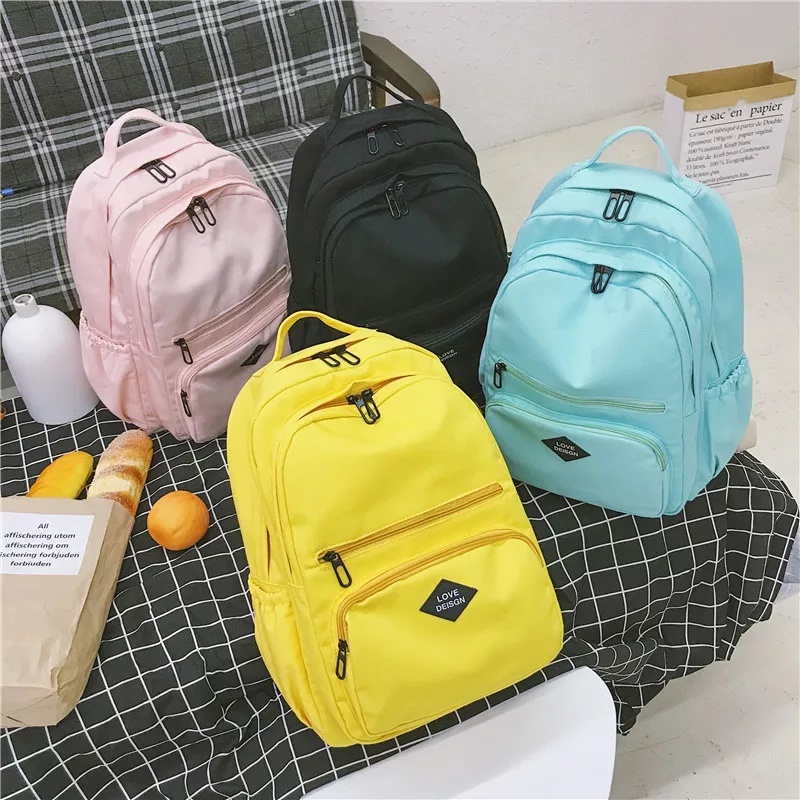 Tas Ransel Sekolah Remaja Wanita Backpack Multifungsi Tas Ransel Motif Polos Remaja Wanita Korea