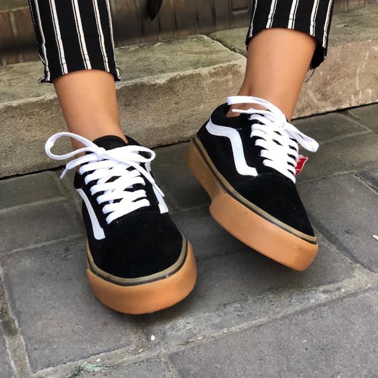 Sepatu Vans Oldskool Black gum Hitam Karet Waffle ICC Sneakers Sekolah Kerja Kuliah Kets Pria Murah