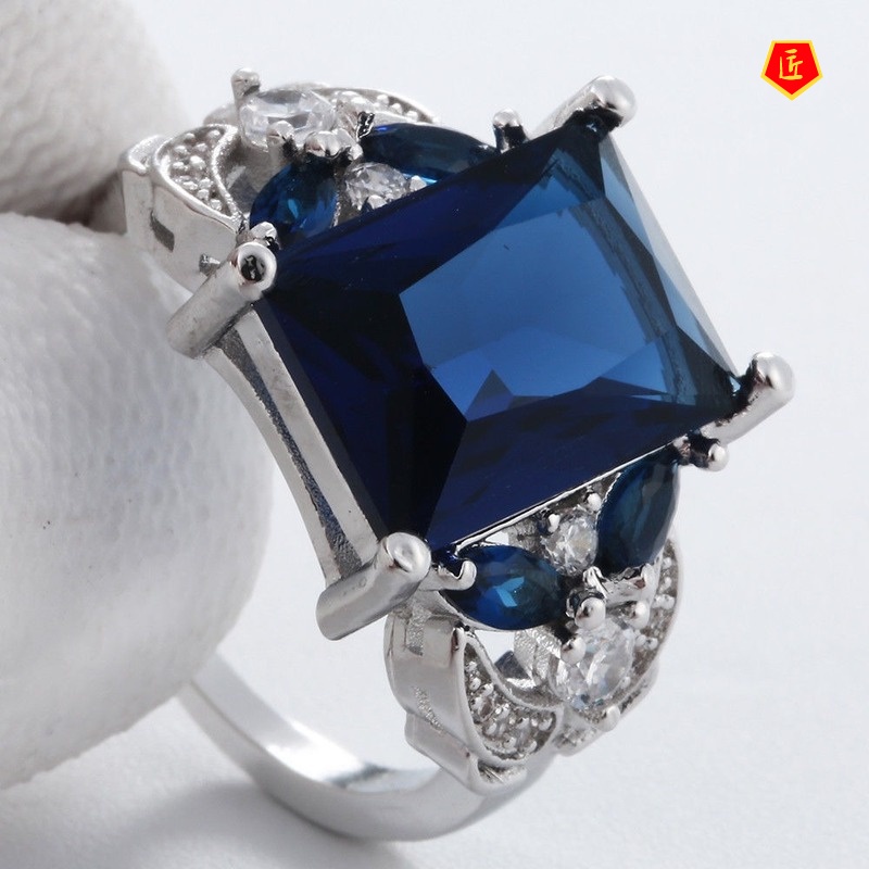 Cincin Berlian Sapphire Mewah Untuk Wanita