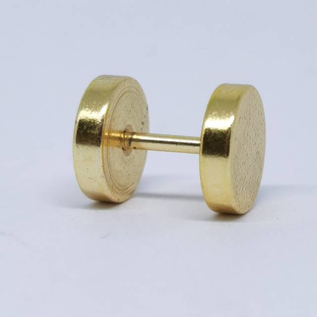 ANTING MOTIF RODA WARNA EMAS DIAMETER 8 MM MURAH