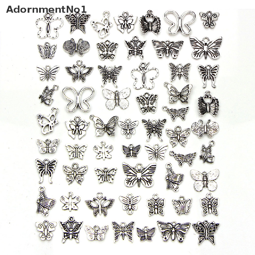 (AdornmentNo1) 60pcs / Set Liontin Kupu-Kupu Silver Tibet Vintage Untuk DIY Craft / Perhiasan