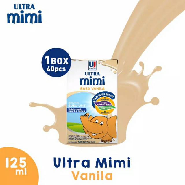 

Promo Murah Susu Ultra Mimi UHT 125ml Vanila (1Dus @40pcs) Exp Oktober2025