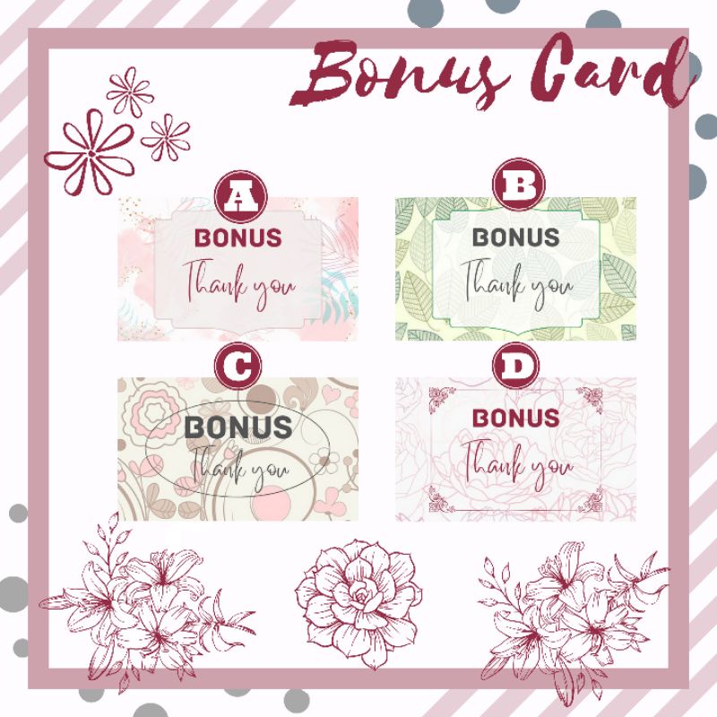 

Bonus card | Kartu ucapan Bonus | Kartu Bonus | 1 pack isi 80 pcs