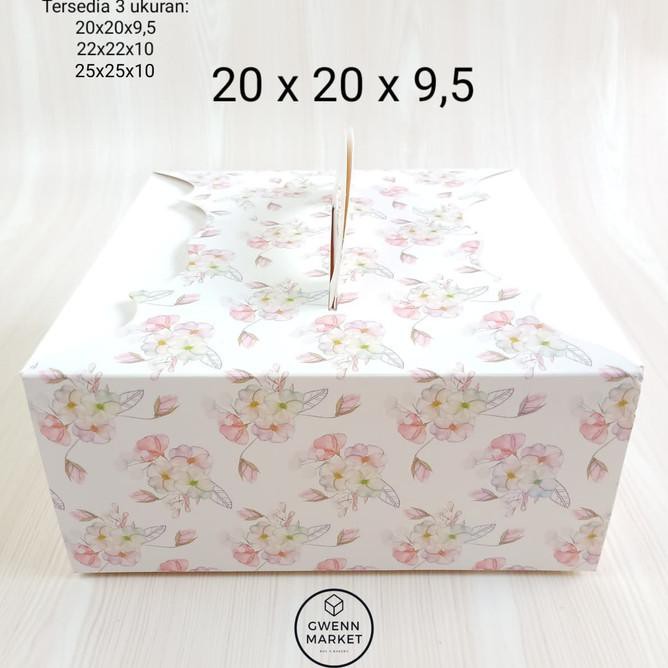

Hot Item Dus Kue Kotak Kue Box Kue Cake Box Cake White Flower With Handle 20Cm