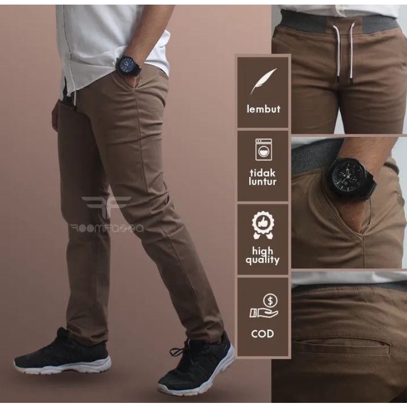 Celana Pria Slimfit Panjang Chino Kerja Harian Hitan Mocca Abu Crem  CELANA CINO Panjang Pria  Slimfit KERJAHARIAN Santai Casual Formal Celana Panjang Pria Celana Panjang Celana Cinos Panjang Celana Cinos Panjang Pria Original